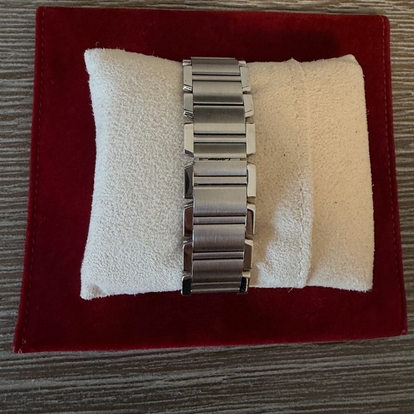 Ladies Cartier Tank Francaise Midsize Silver Dial Steel watch.